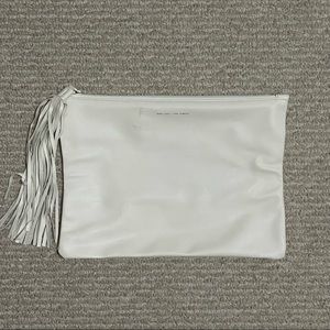 ZARA White zip clutch bag